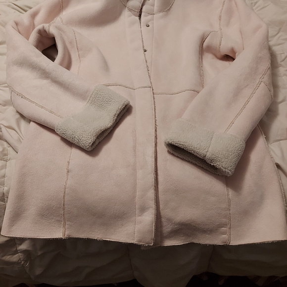 Coldwater Creek Jackets & Blazers - Gorgeous soft  suede jacket faux sheerling inside and cuffs and neckline, pale